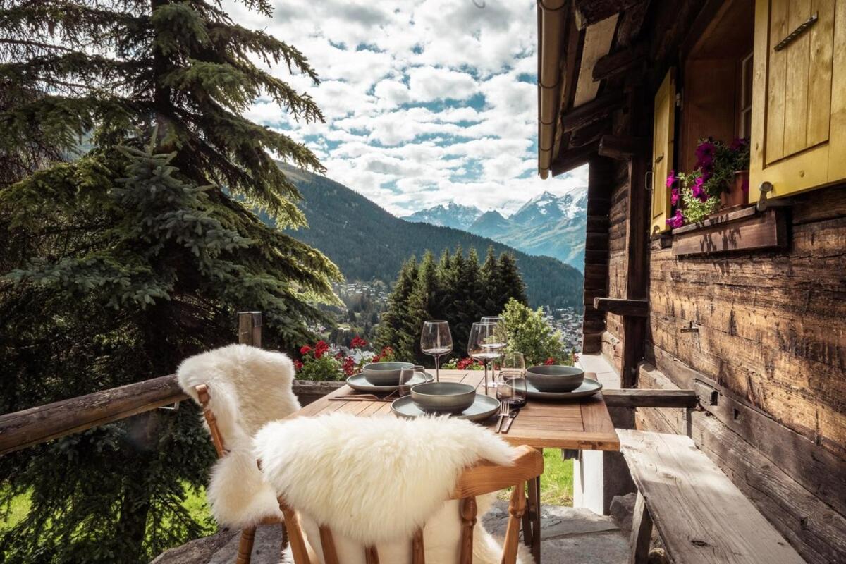 Gasthaus Cosy Chalet With Panoramic Views In Verbier Exterior foto